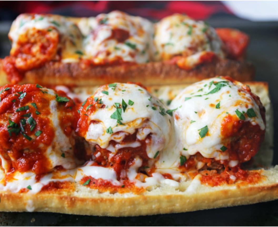 Meatball Parmesan Sandwich.