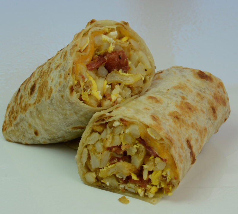 BACON BREAKFAST BURRITO.