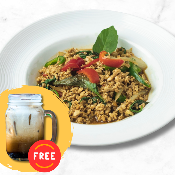 Ka Praw - Thai Basil Stir Fry (with FREE Thai Iced Coffee).