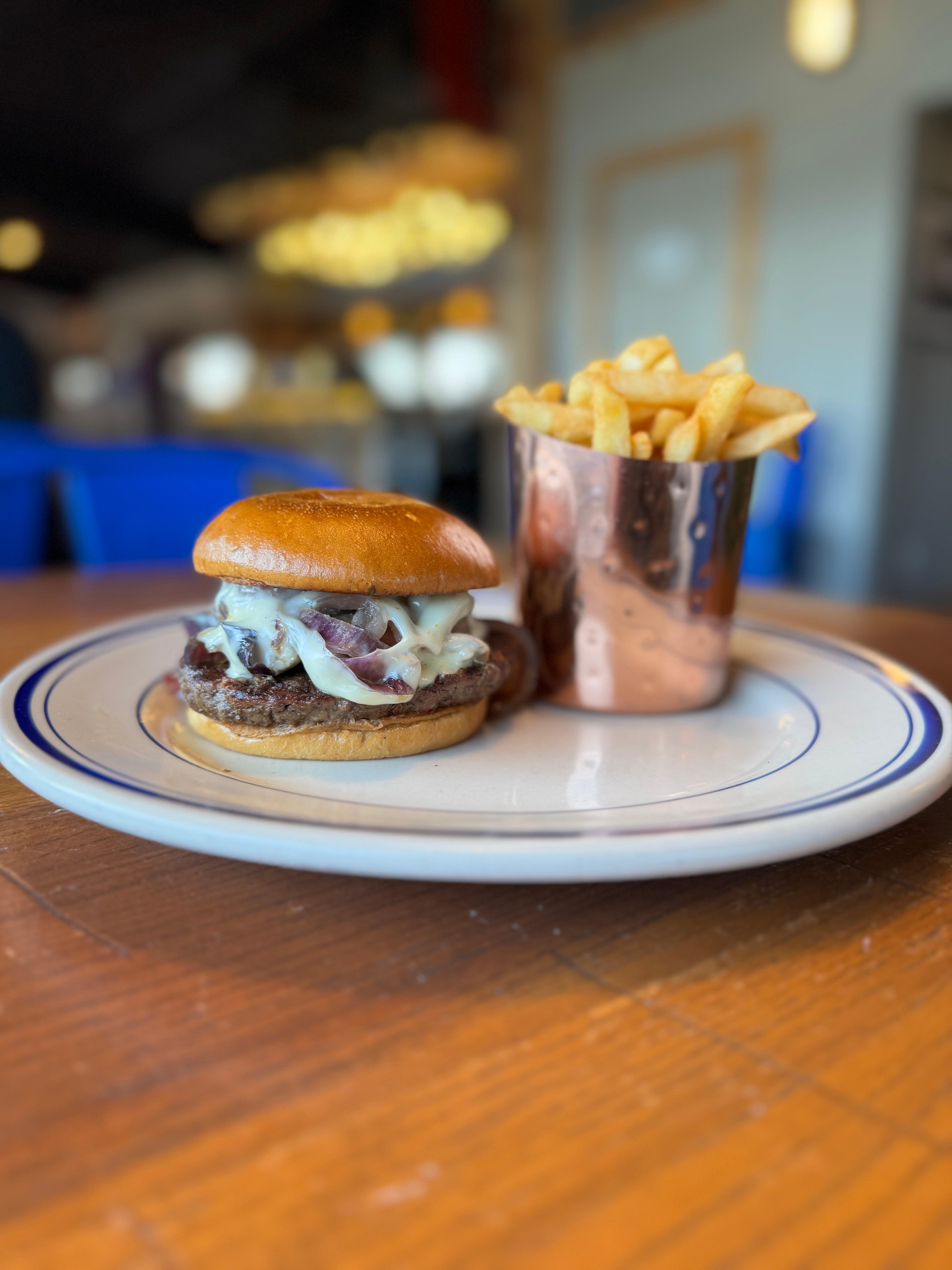 Mushroom Swiss Burger.