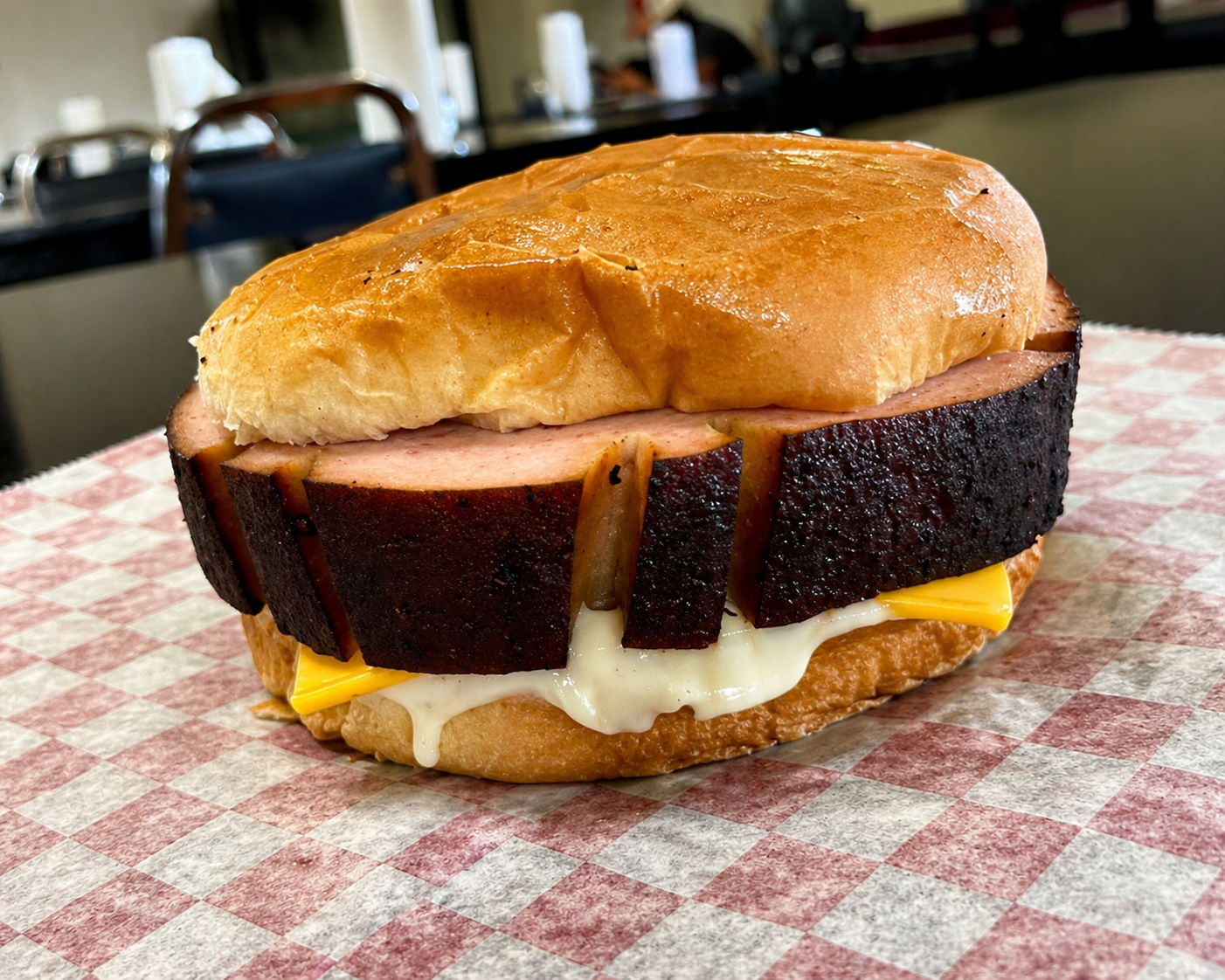 “Buster Burger” Bologna Sandwich.