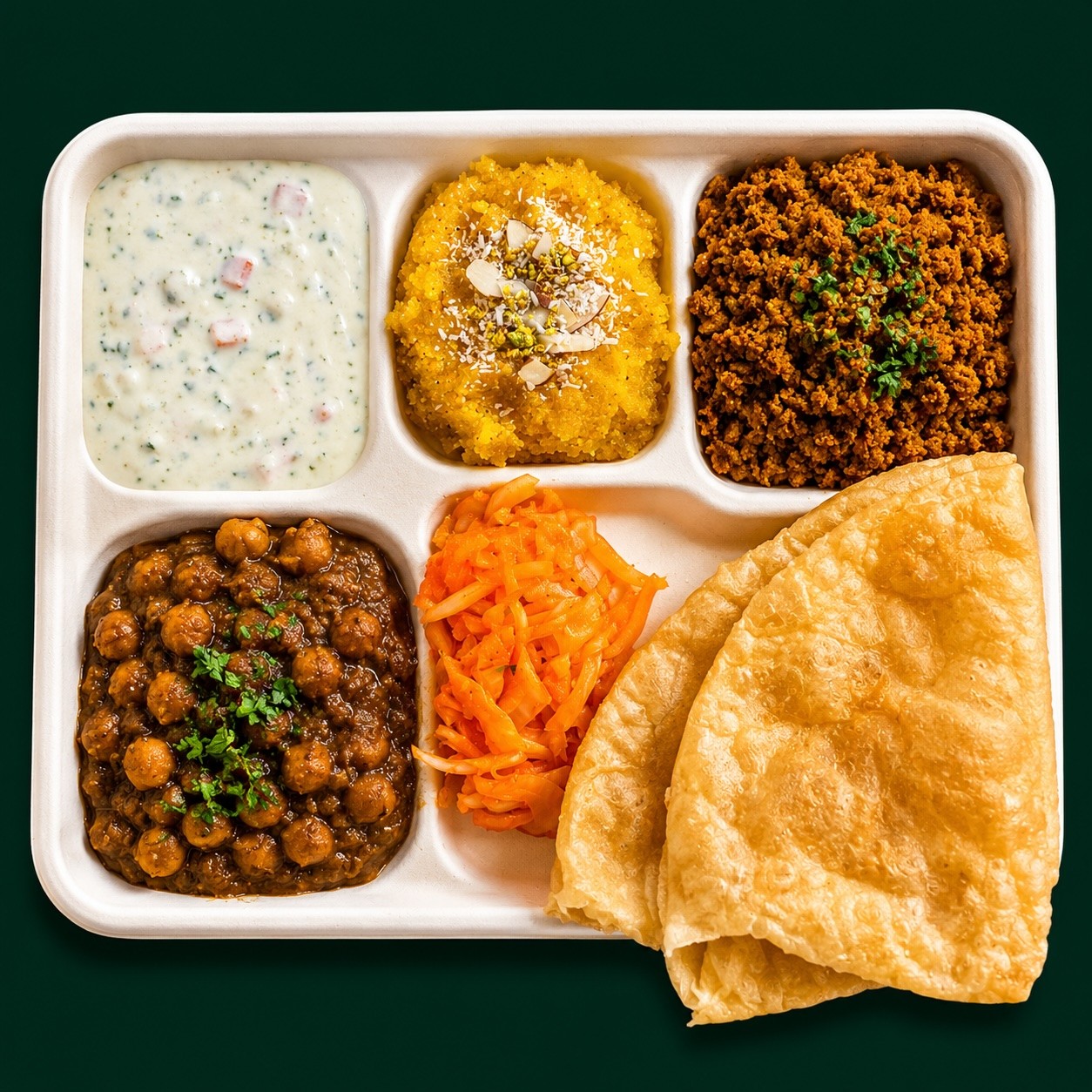 Halwa Puri Nashta - Chicken Qeema.