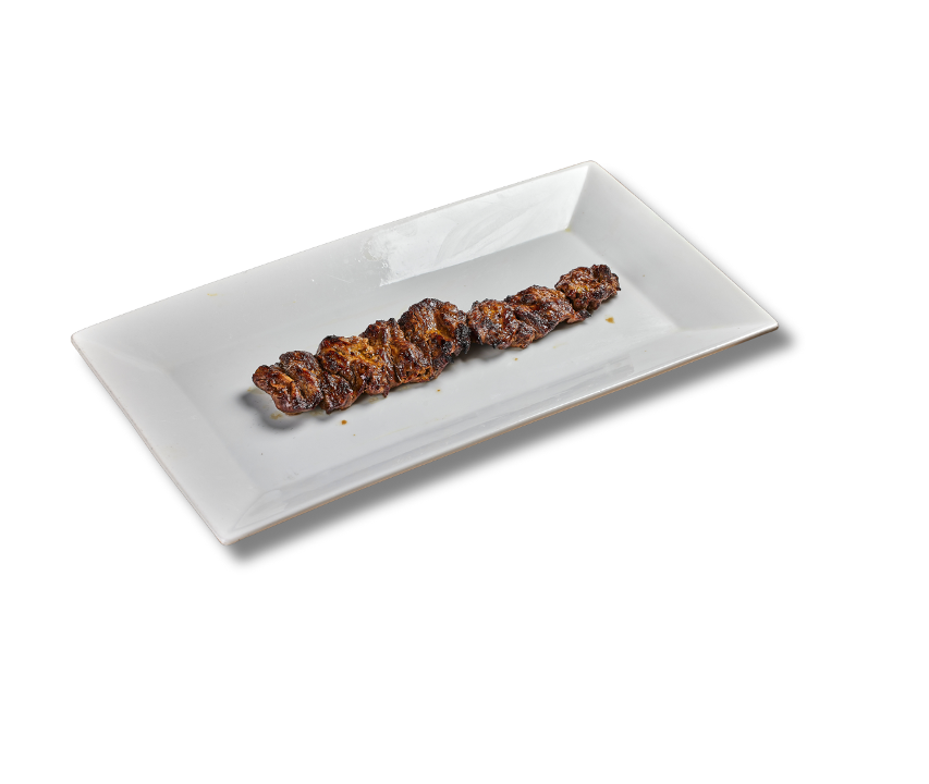 Barg (Thin, Tenderized Slices of Marinated Beef Tenderloin) Skewer.