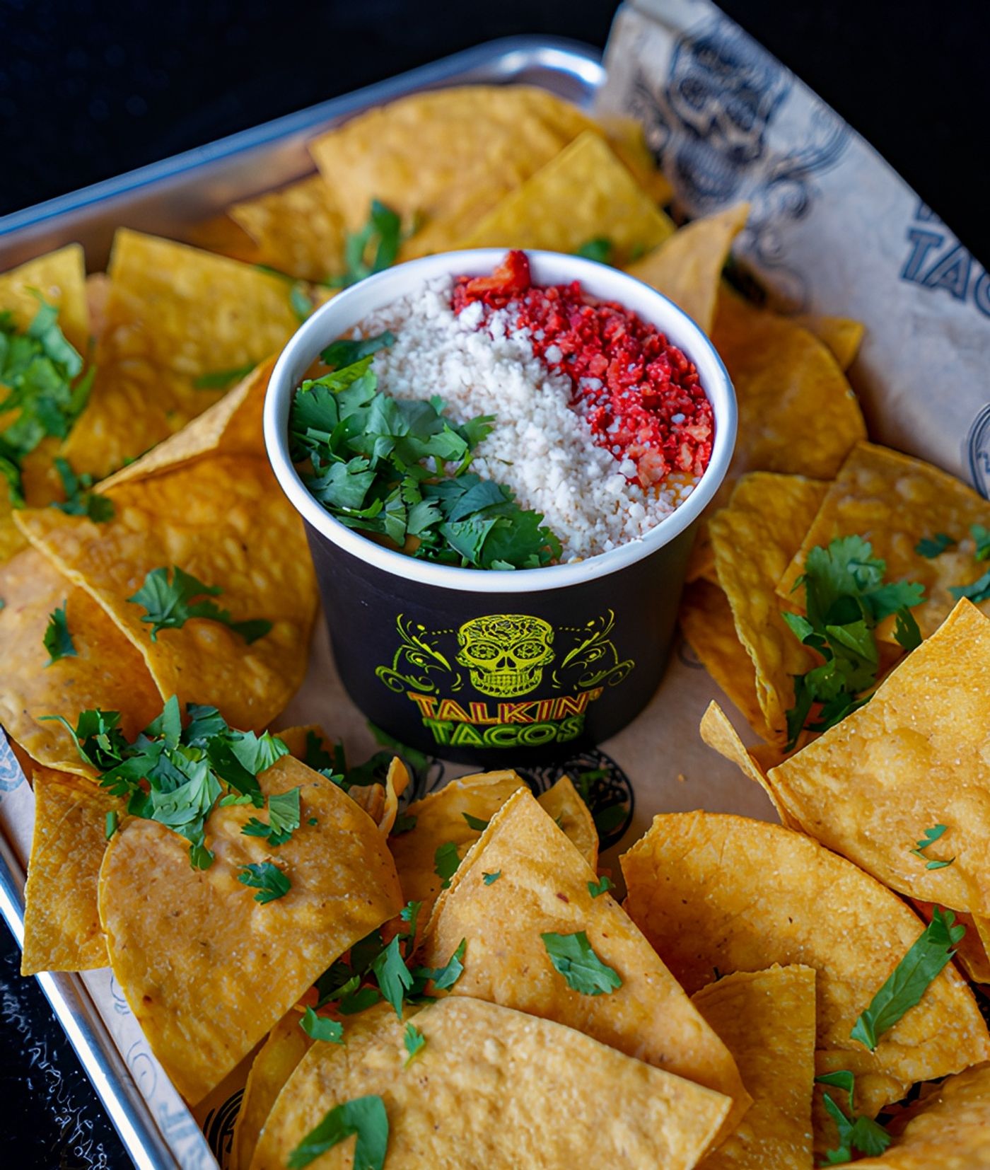 Jalapeño Taki Queso and Chips.