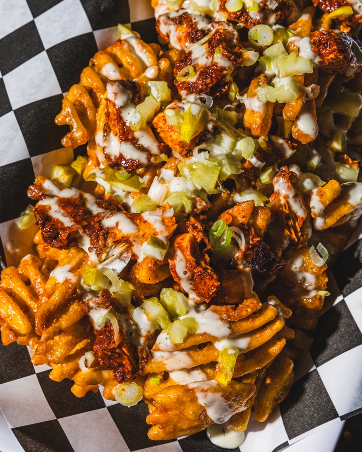 NASHVILLE HOT CHICKEN LOAD FRIES.