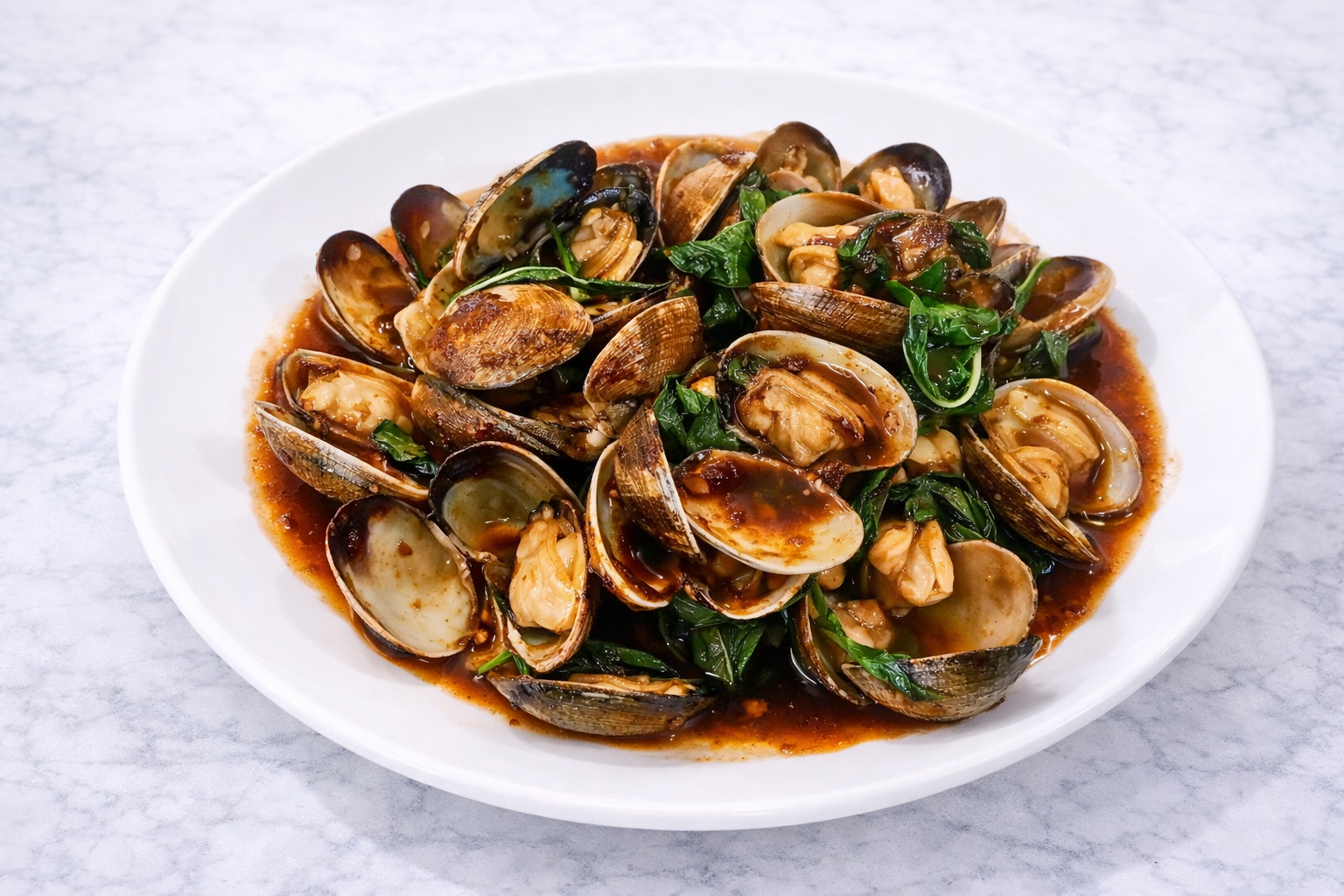 Spicy Clams w/ Basil.