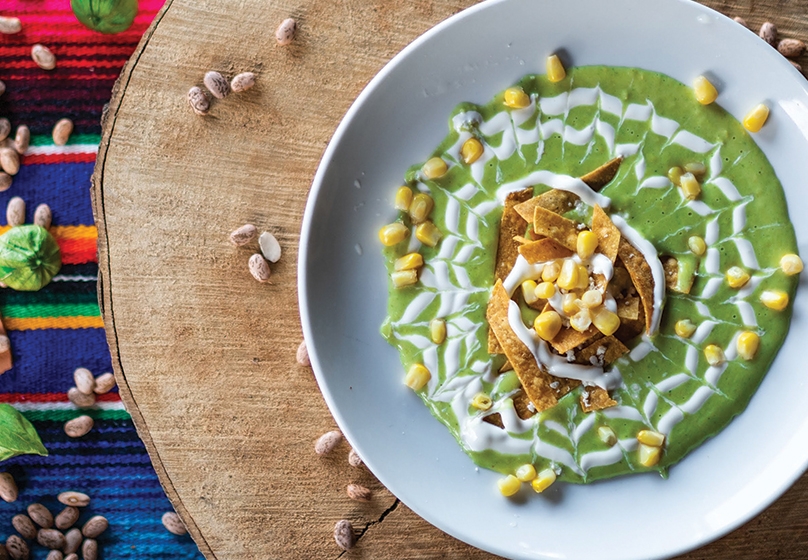 Crema de Elote y Chile Poblano.