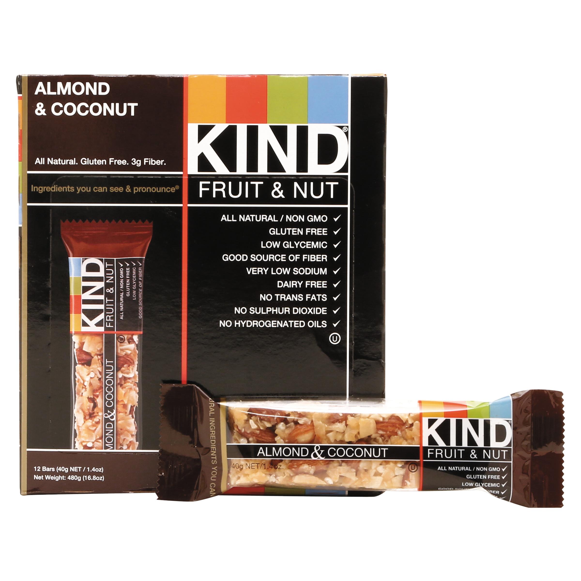 Kind Bar  All Natural Gluten Free  Almond & Coconut Bars  1.4 Oz  12 Ct.