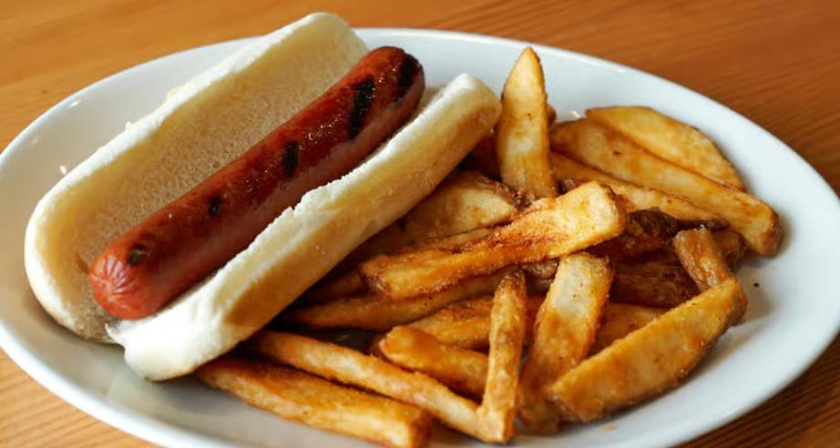 HOT DOG WITH FRIES.