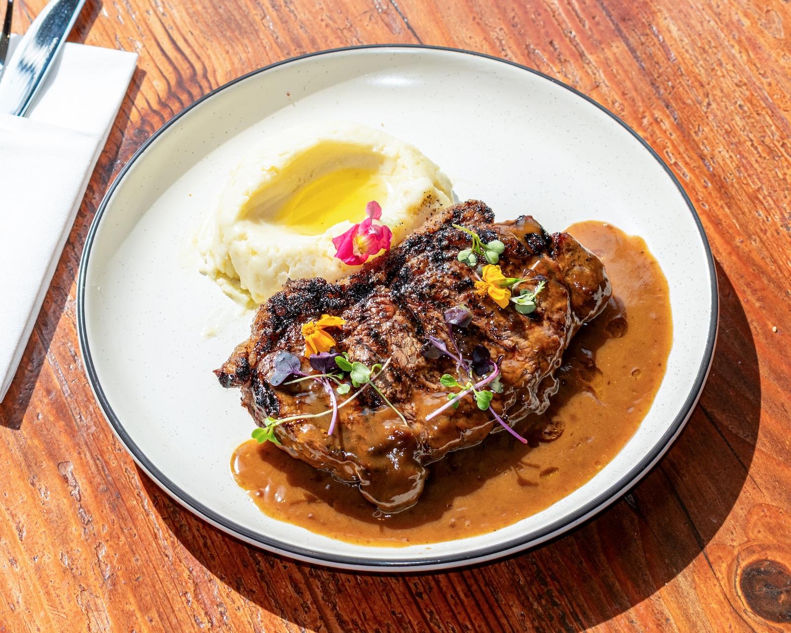 Grilled strip steak.
