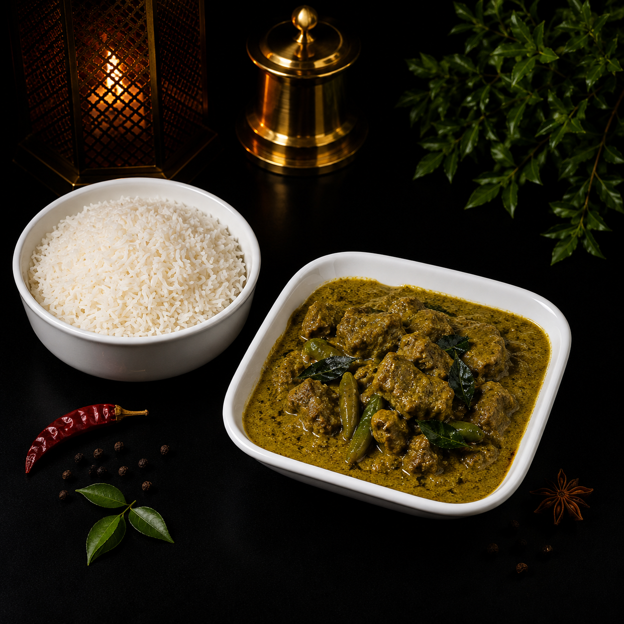 Pachimirchi Goat Curry (Green Chilli Goat Curry).