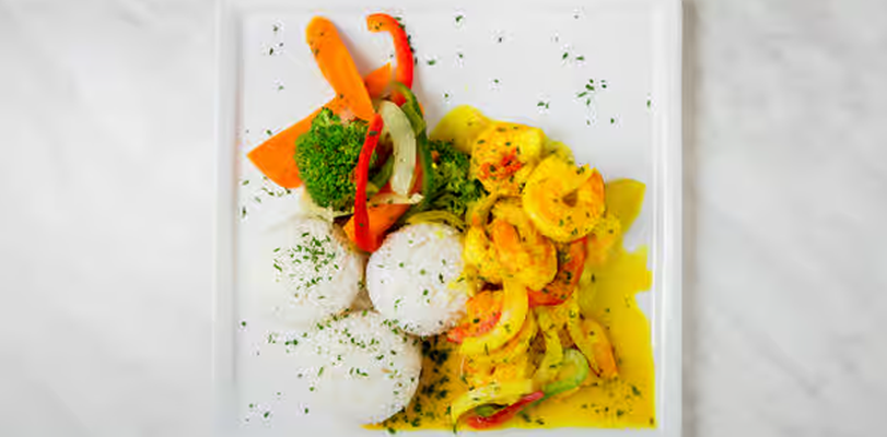 Coconut Curry Shrimp Meal.