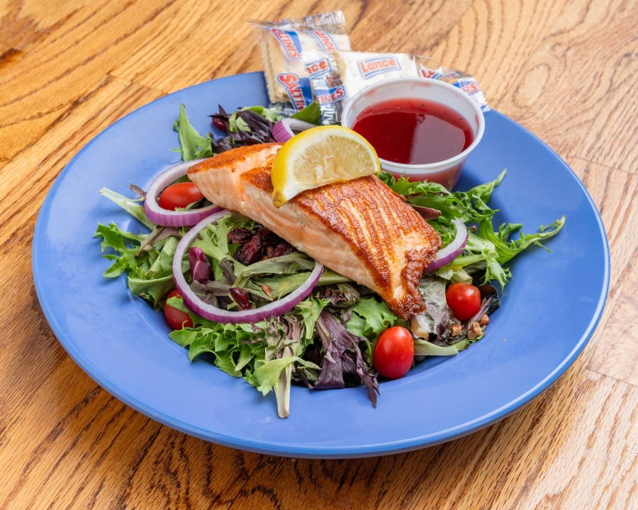 Grilled Salmon and Pecan Salad.