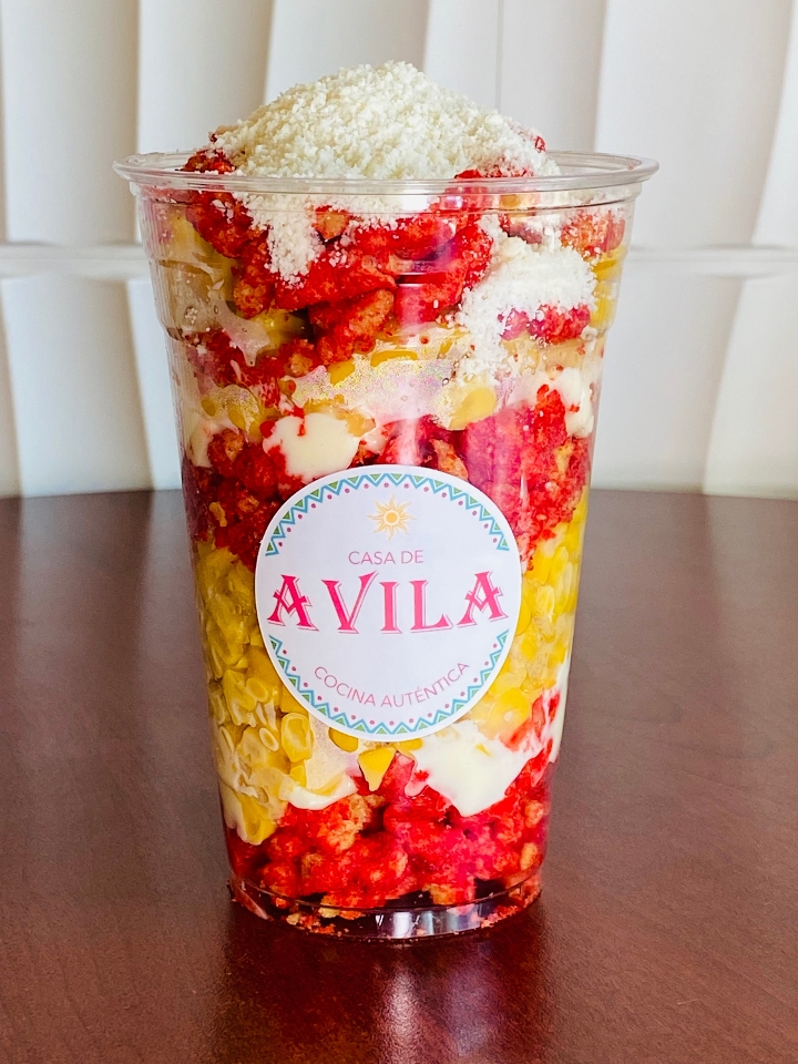 Esquite With Hot Cheetos.