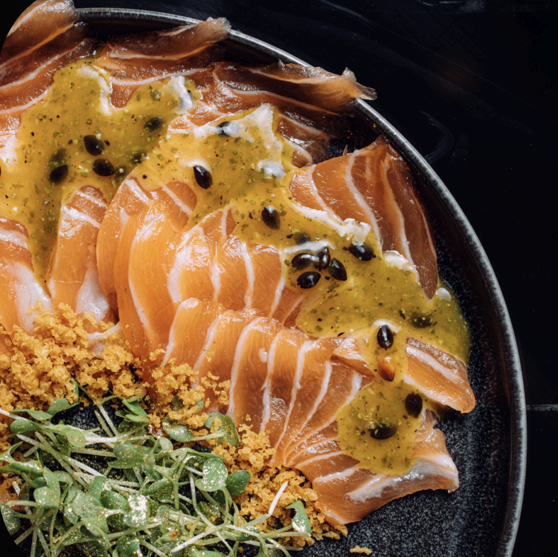 Salmon Passion Fruit Carpaccio.