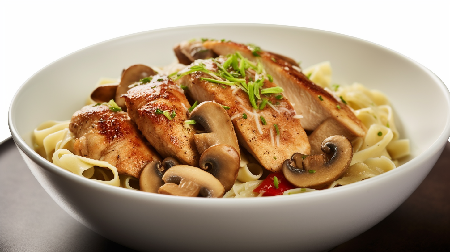 Chicken Mushroom (Pasta, Grilled Chicken, Mushroom Sauce, Mushrooms, Parmesan).