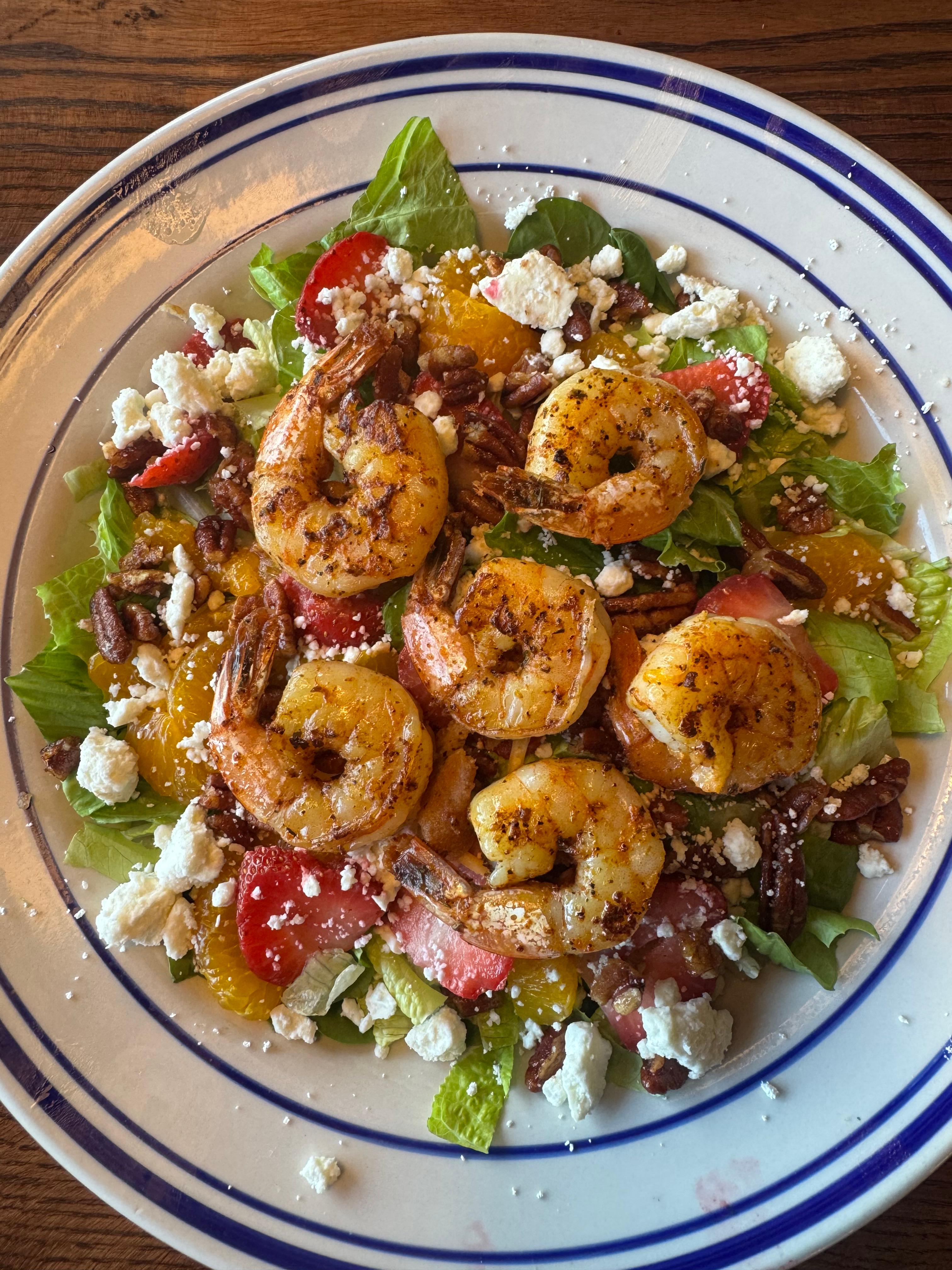 Blackened Shrimp Strawberry Salad.