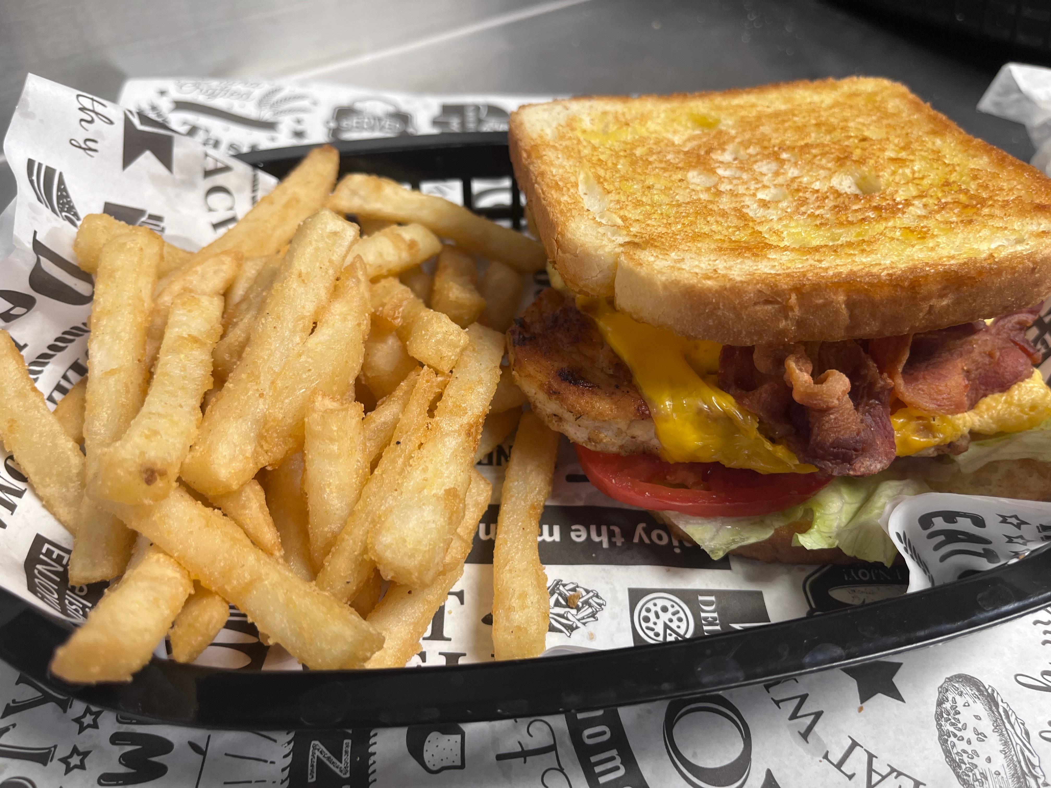 Chicken Club (Grilled) + FRIES.