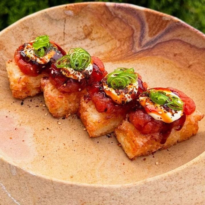 Spicy Tuna Brie Crispy Rice.
