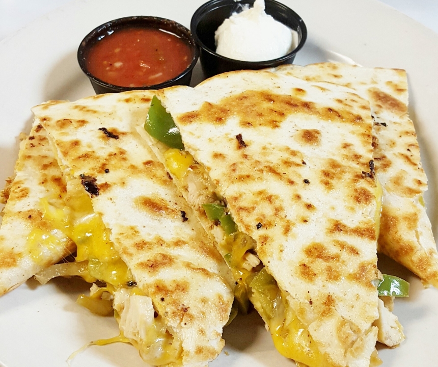 CHICKEN QUESADILLA.