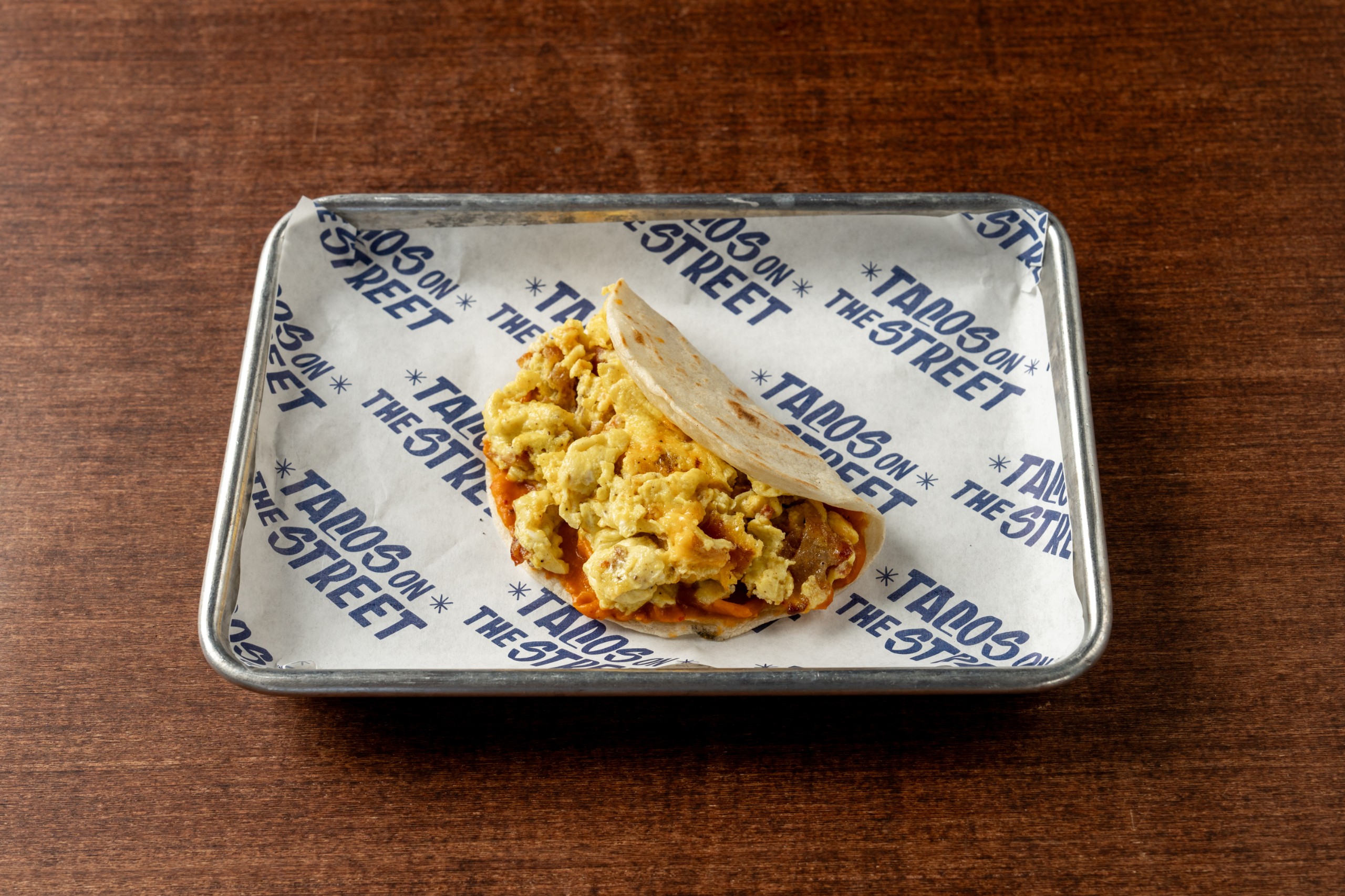 Egg & Bacon with Cheddar and Beans - Breakfast Taco..