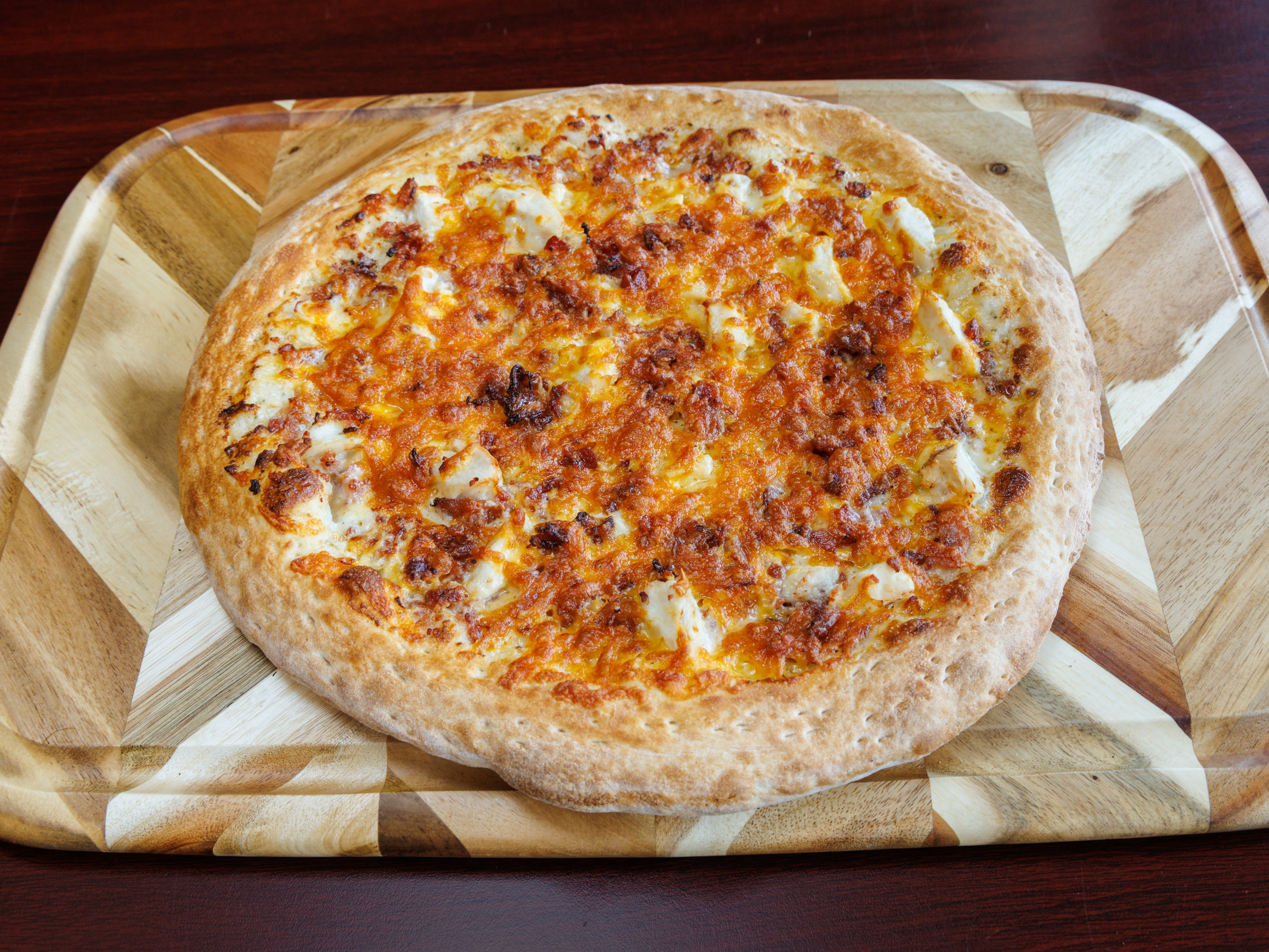 Chicken Bacon Cheddar Ranch Pizza.