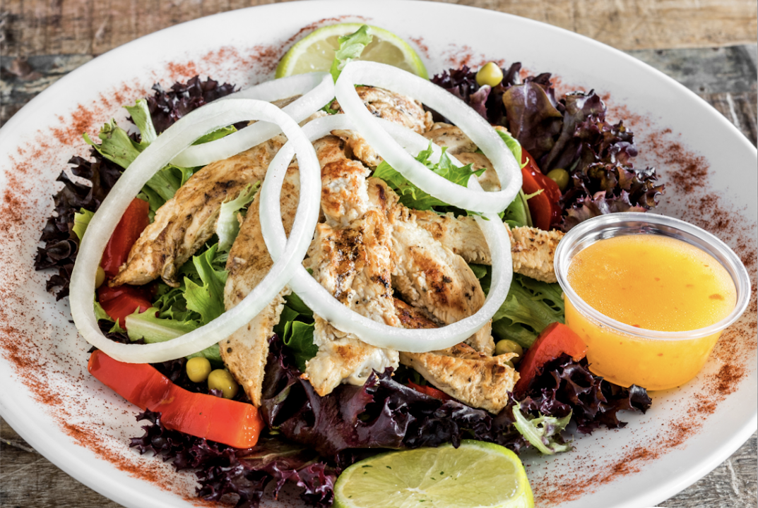 Lettuce and Tomato Salad with Chicken.