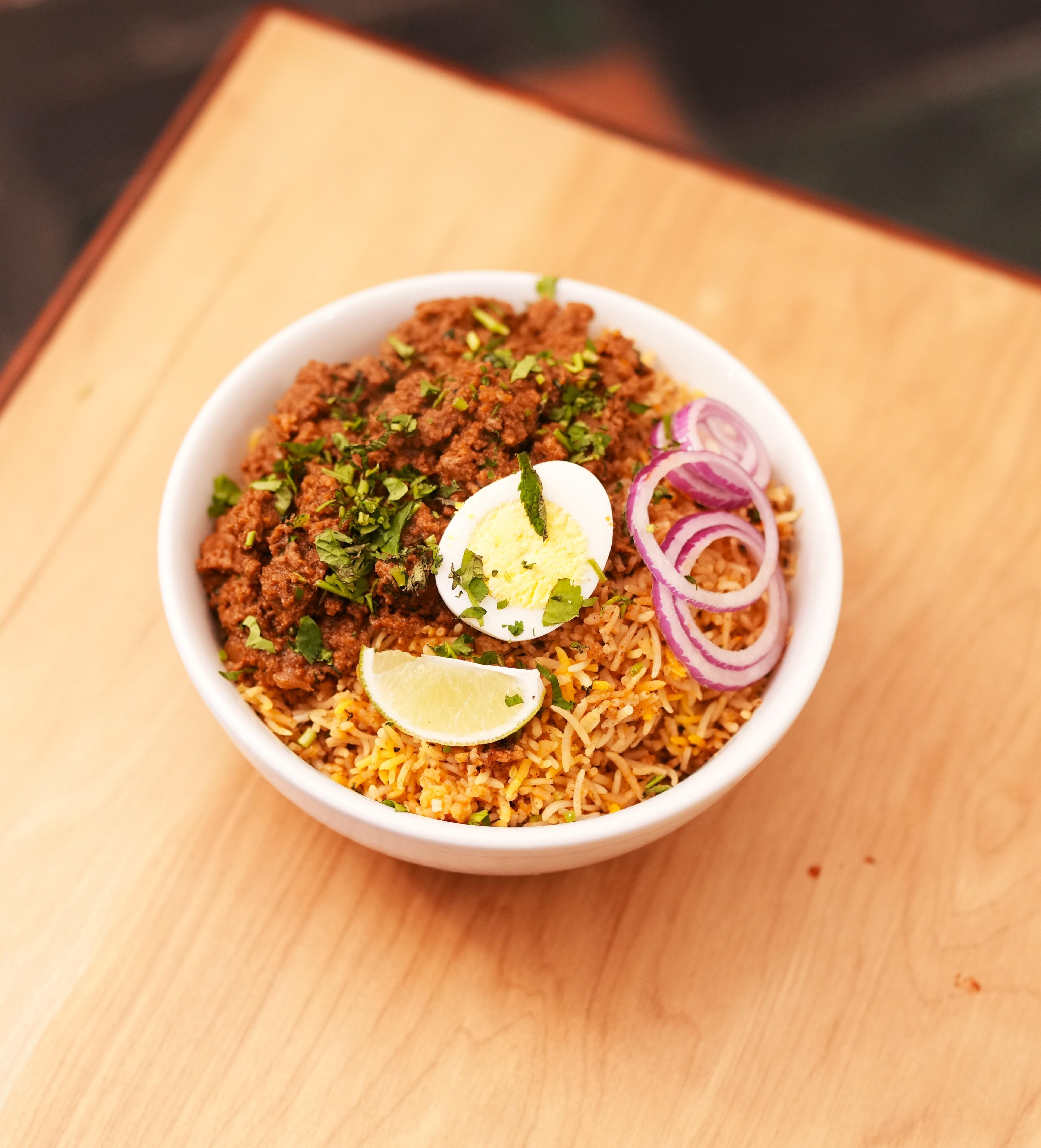Dindigul Thalappakatti Mutton Keema Biryani.