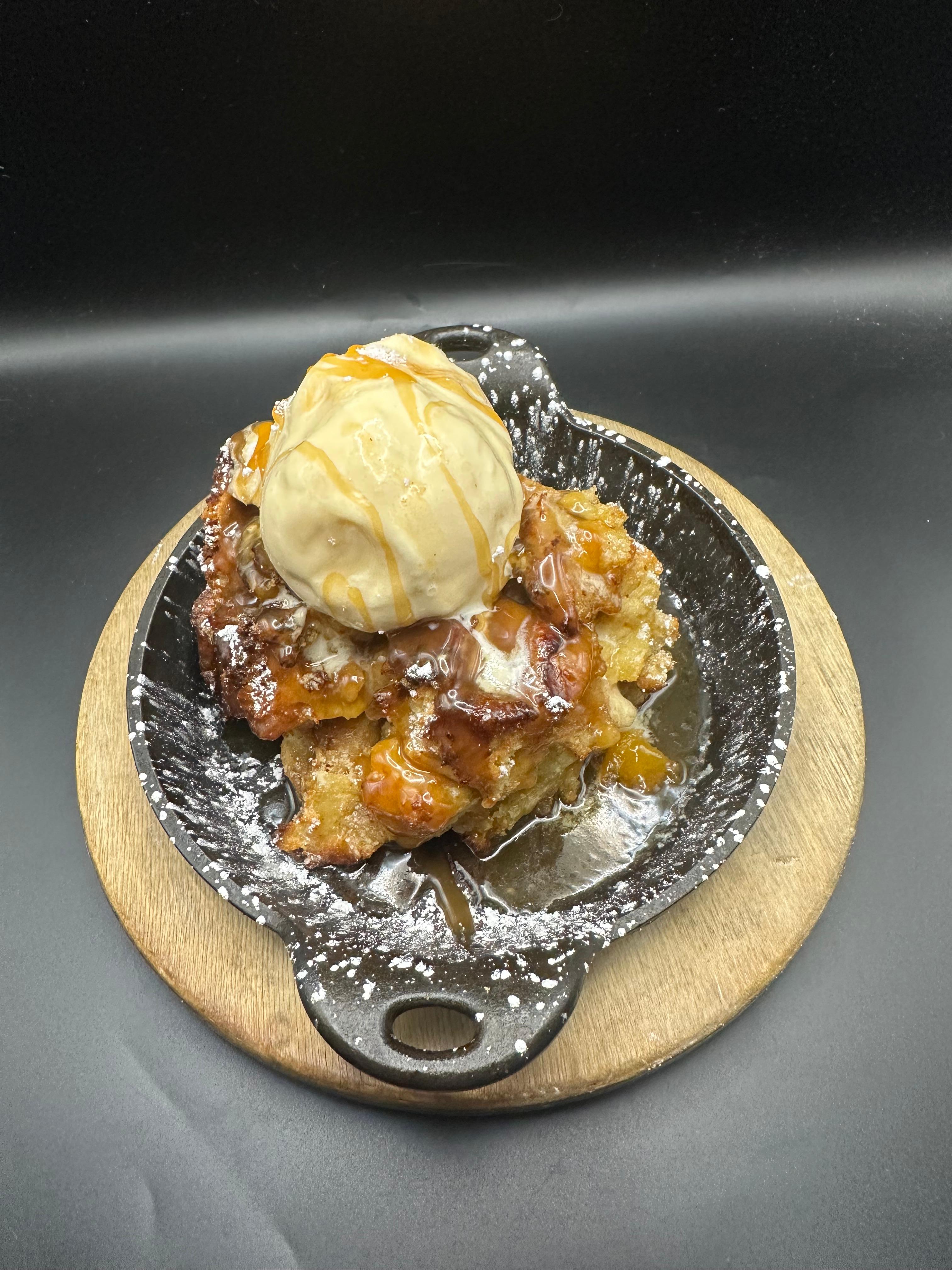 Peach Cobbler Bread Pudding.