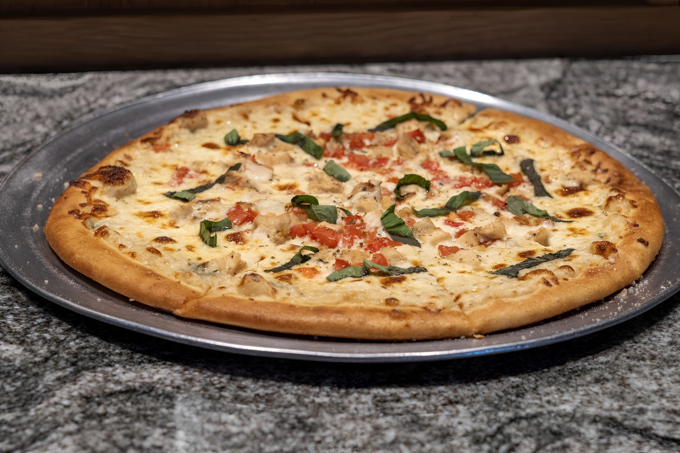 Chicken Alfredo Pizza.