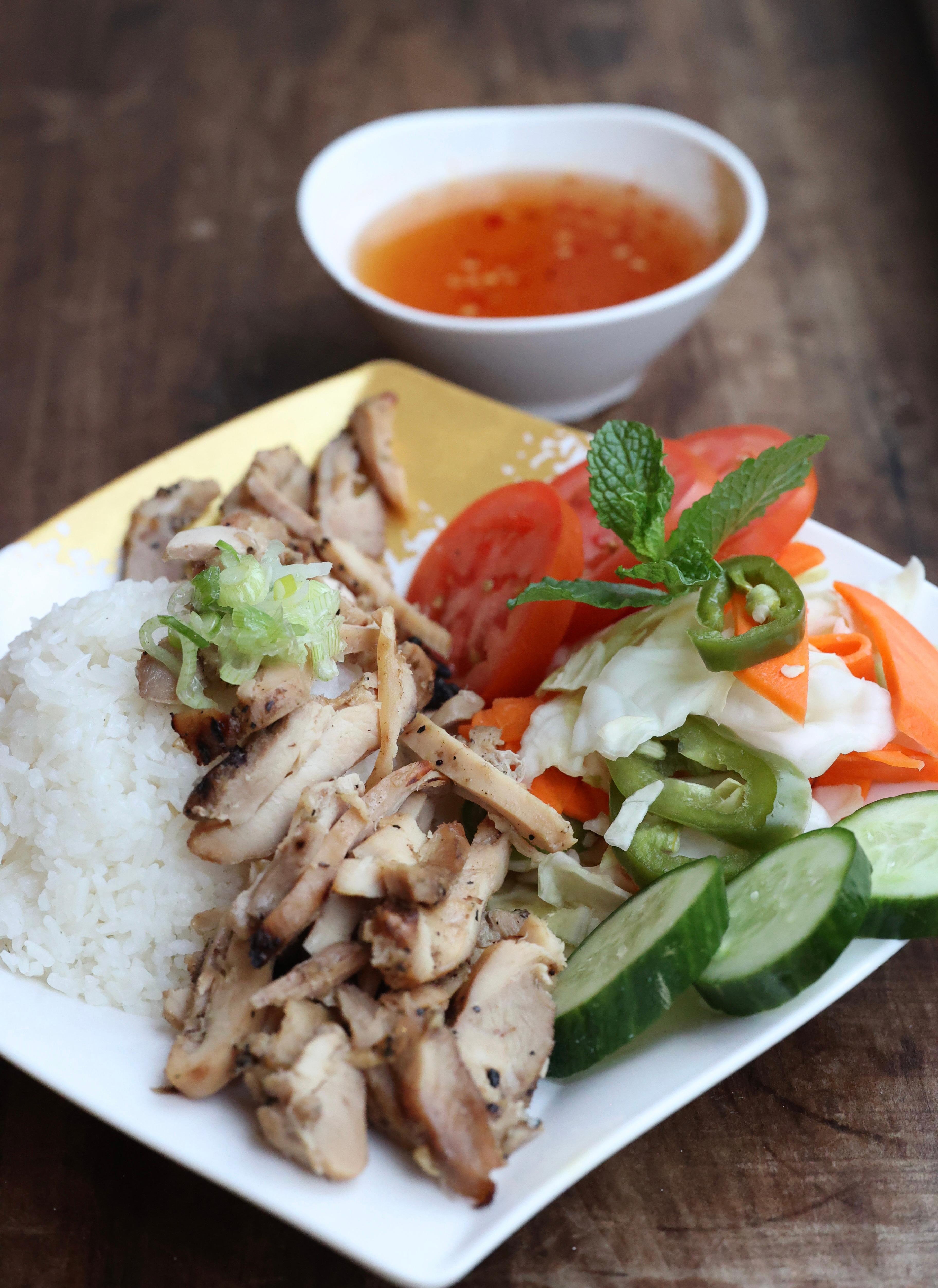 Grilled Chicken With Rice Plate.