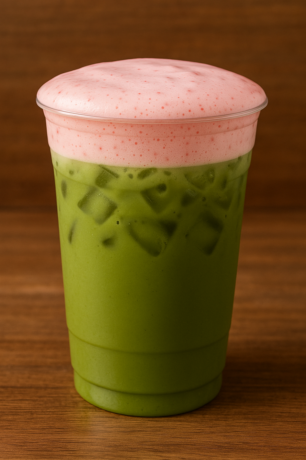 Strawberry CF Iced Matcha.