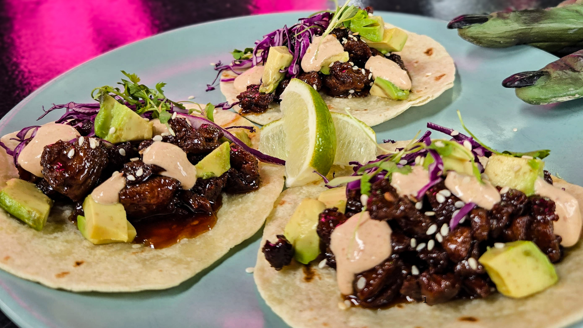TERIYAKI STEAK TACOS.