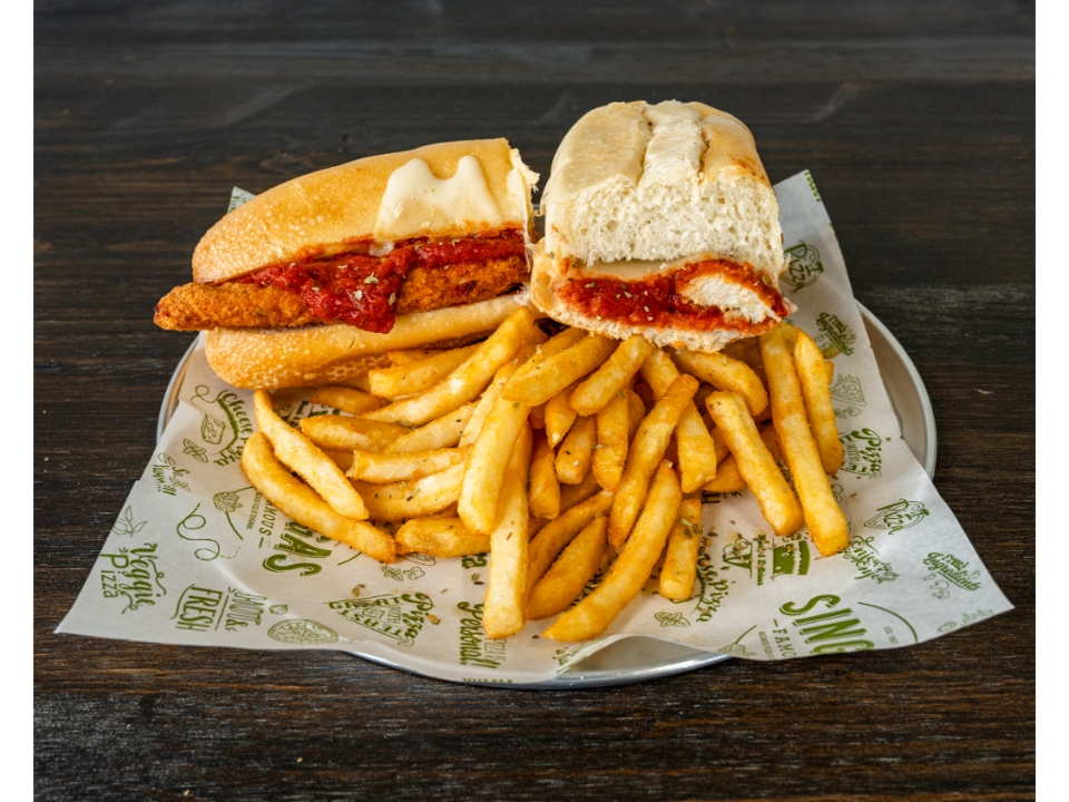 Eggplant Parmigiana Sandwich.