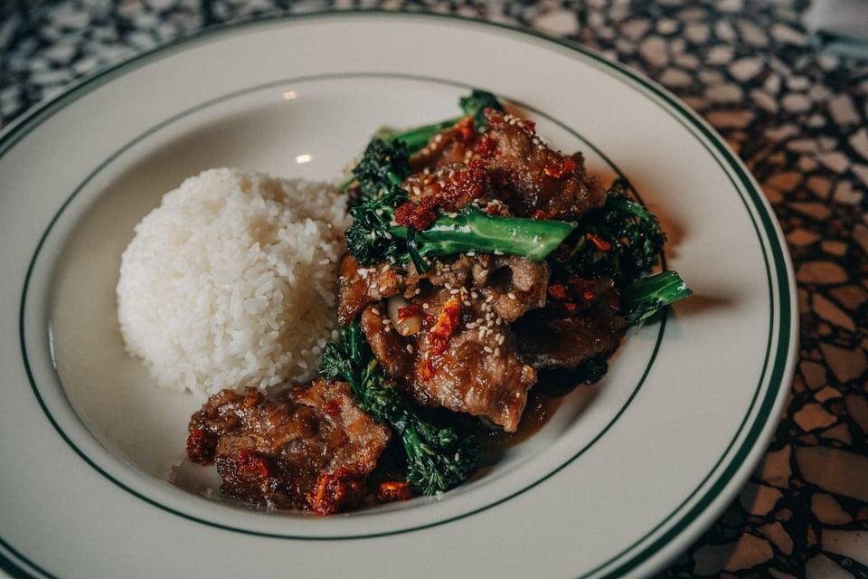 Crispy Beef and Broccolini.