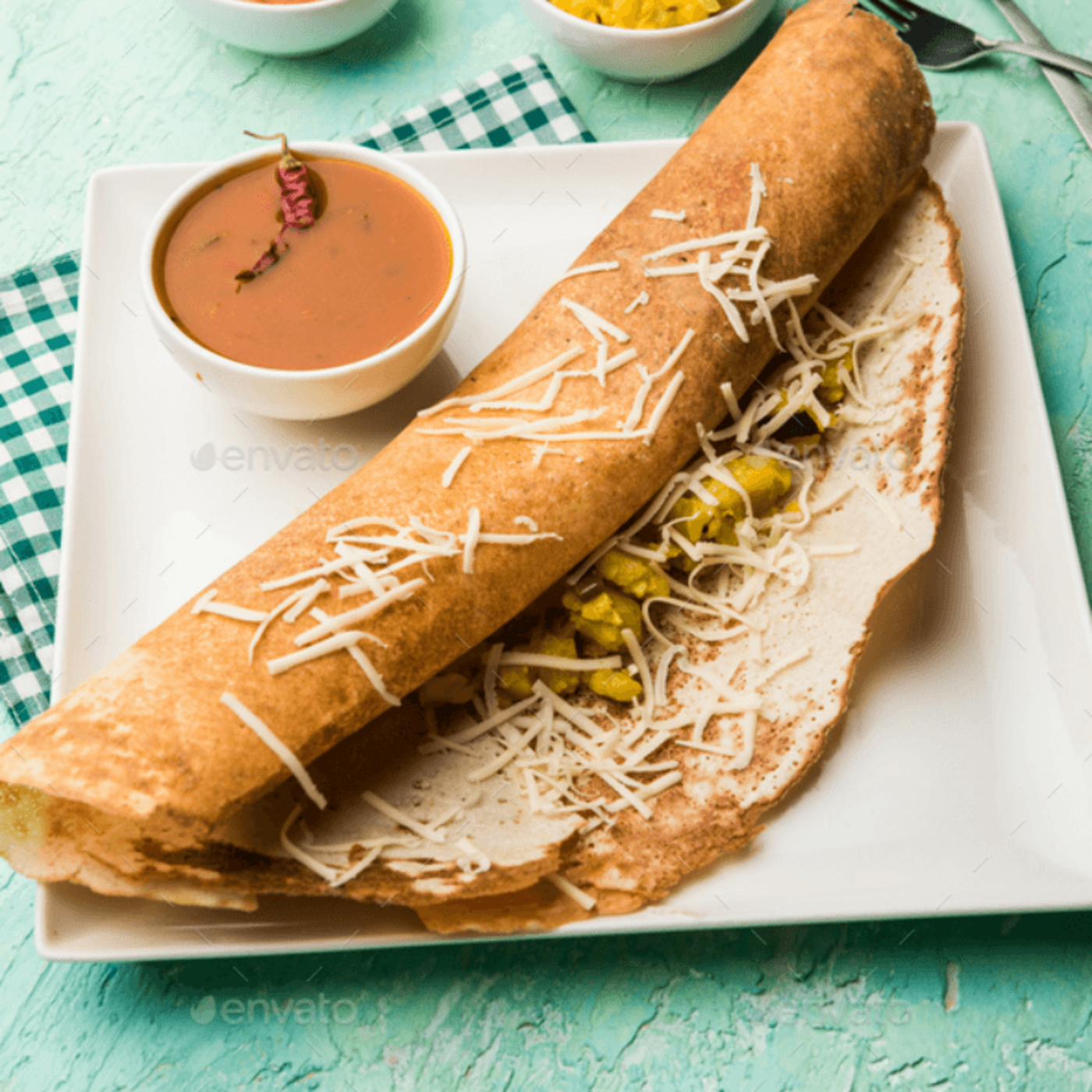 Cheese Dosa (South Indian Lentil Crepe).