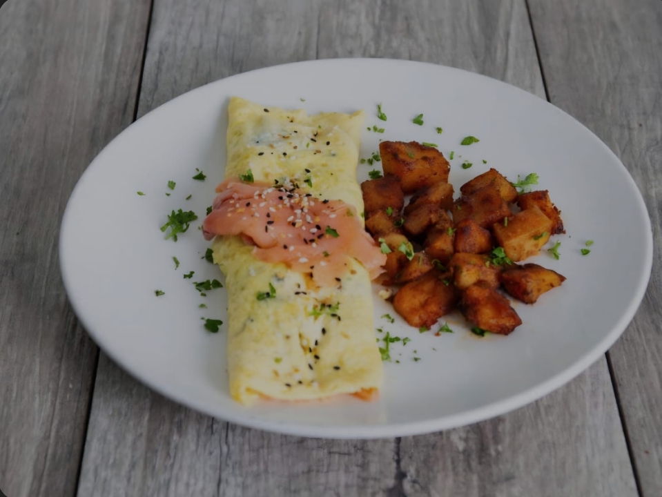 Smoked Salmon Omelette.