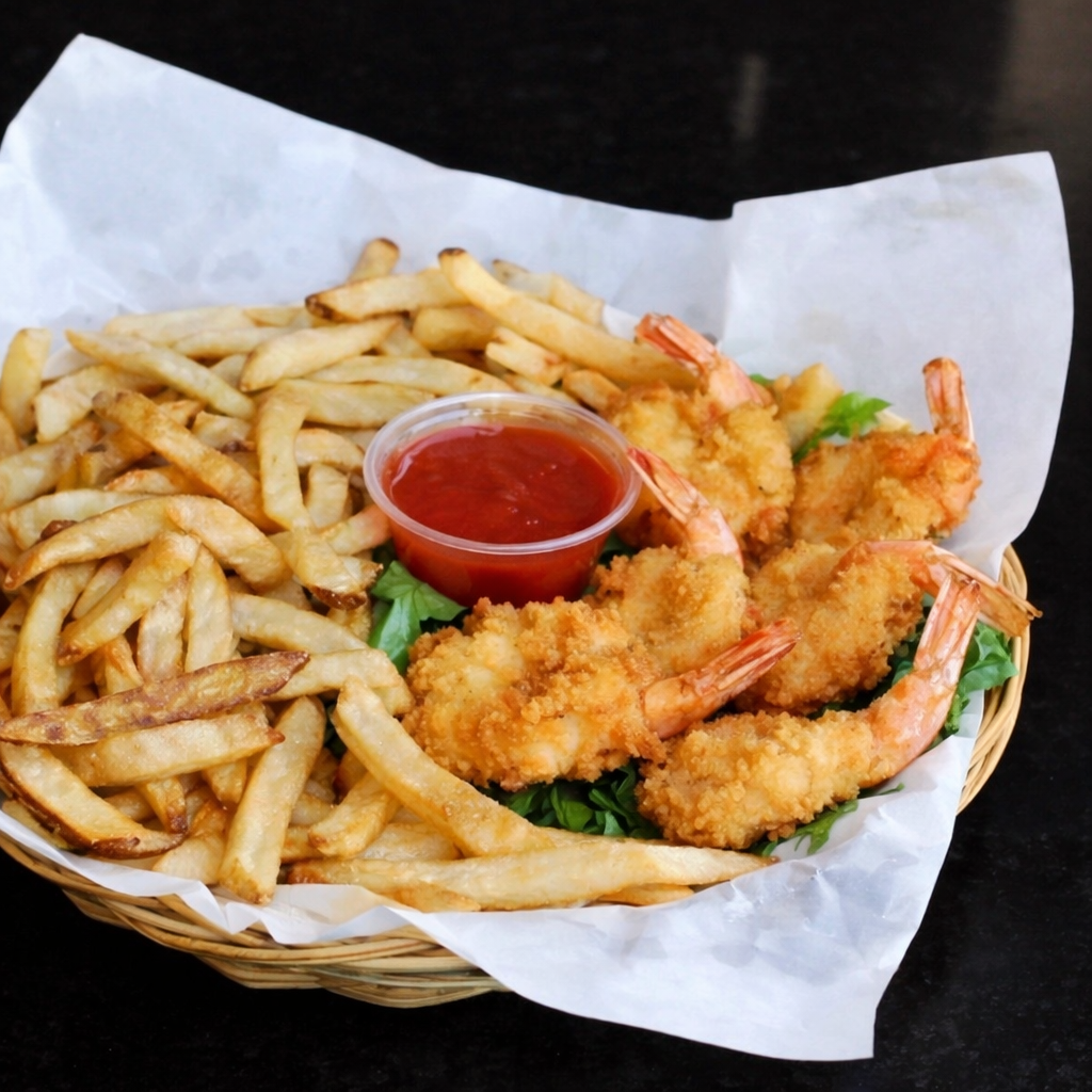 Fried Shrimp Basket W/ Fries.