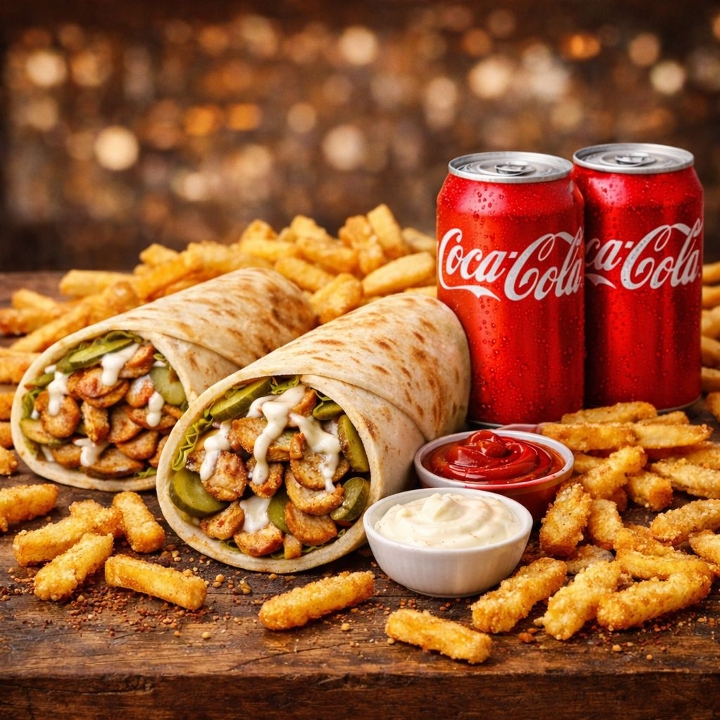 DEAL 1 (2 Shawarma+1 Large Fries+2 Soda).
