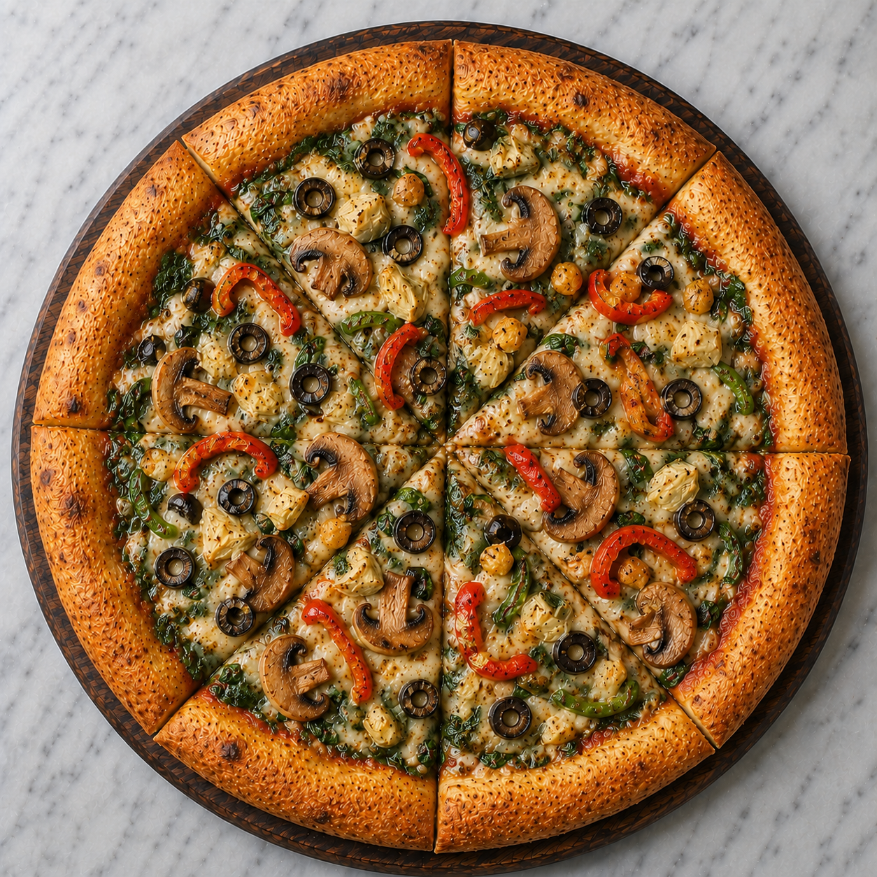 Vegan NOLA Greenroot Pizza.
