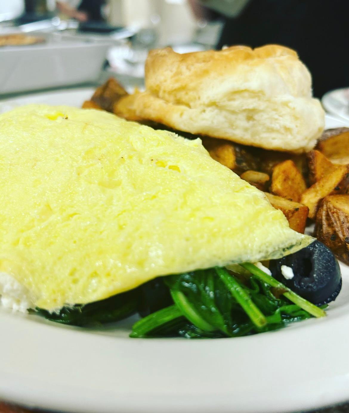 Spinach and Goat Cheese Omelet.