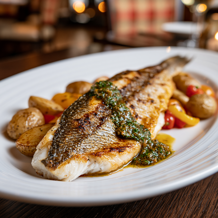 Branzino with Salsa Verde.