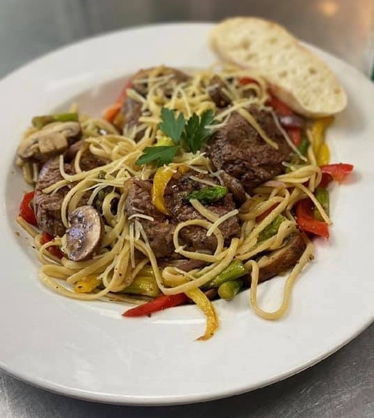 Steak and Pasta.