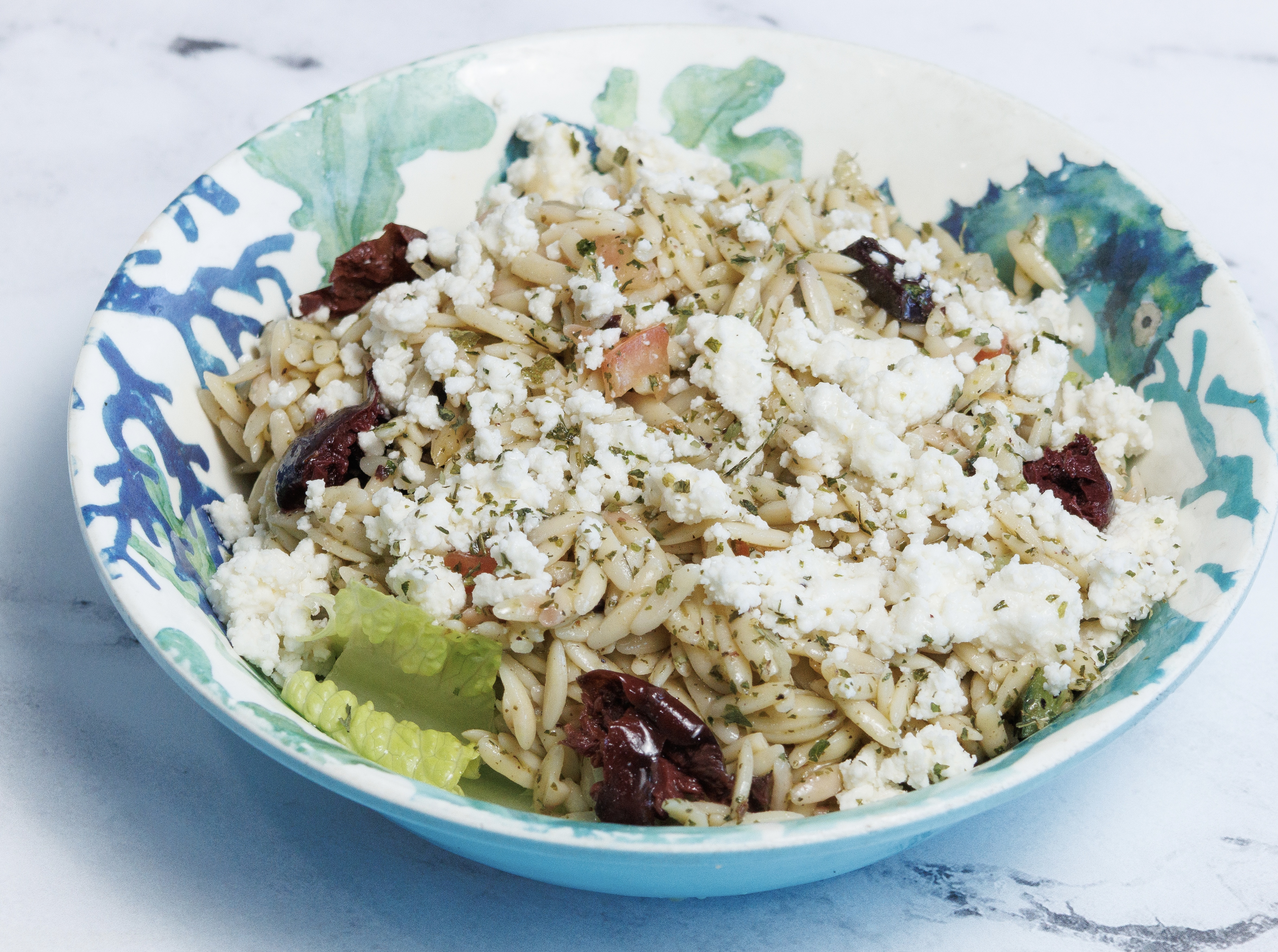 GREEK ORZO PASTA SALAD.
