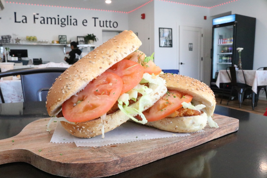 Chicken Cutlet Wedge w lettuce, tom & mayo.