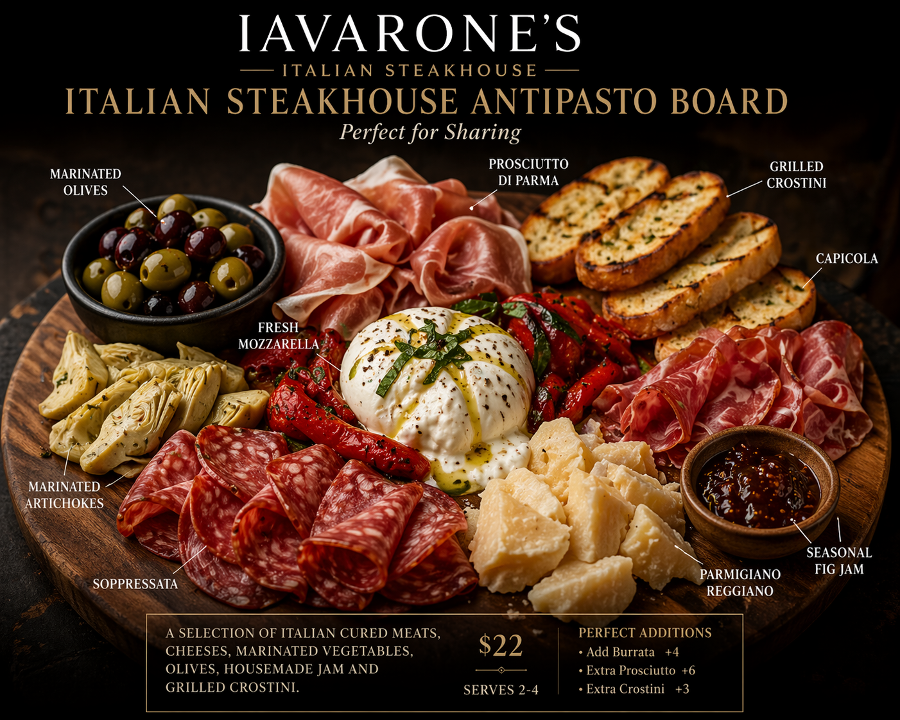 Italian Steakhouse Antipasto Board.