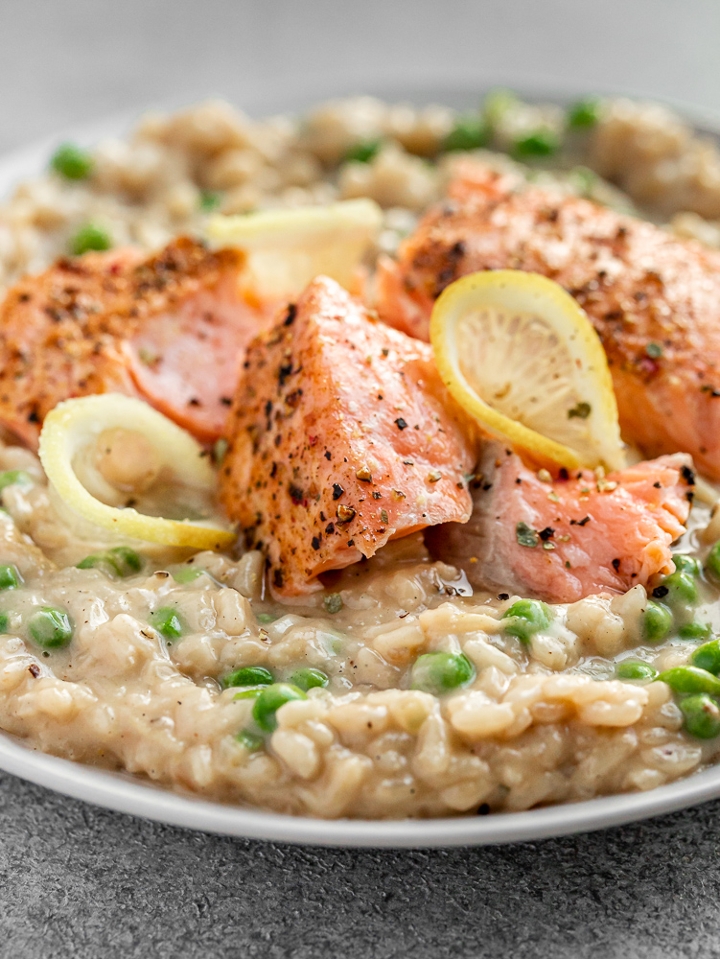 Grilled Salmon with Risotto.