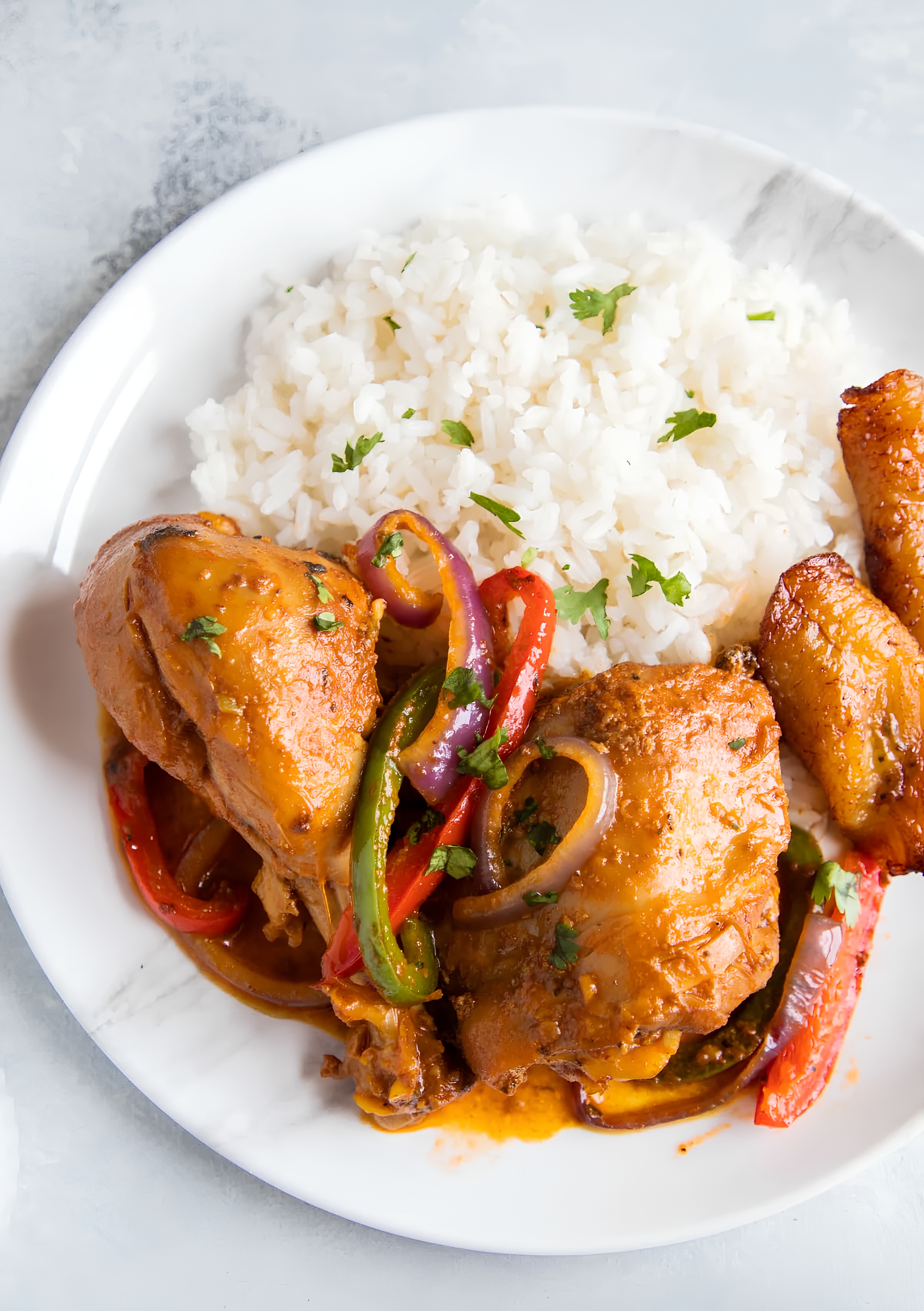 Lunch: Stewed Chicken - pollo guisado.