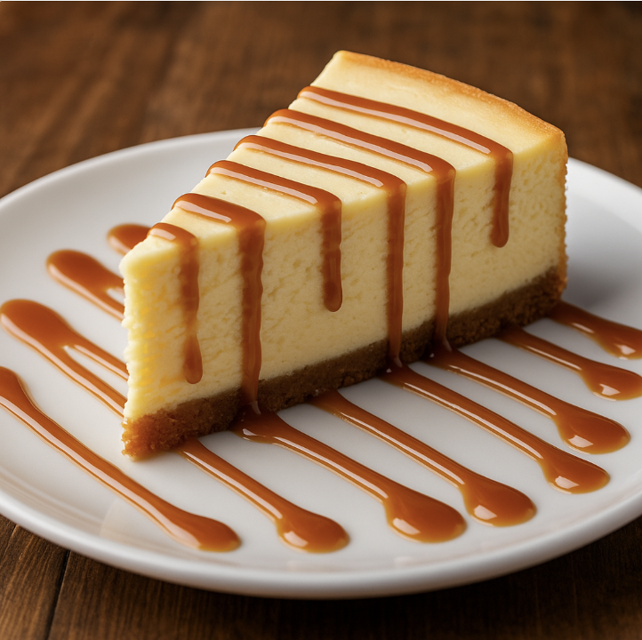 Cheesecake with Caramel Syrup.