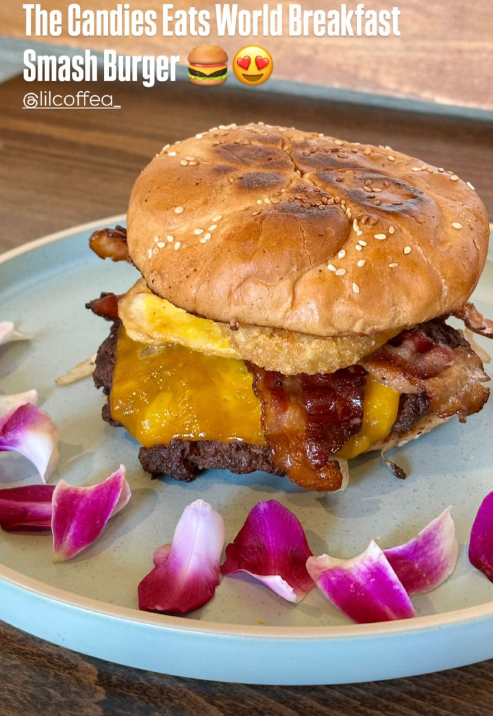 Candie's Eats World Breakfast Smashburger.